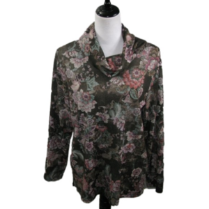 CHRISTOPHER & Banks Black Floral Cowl Neck Top Size Medium